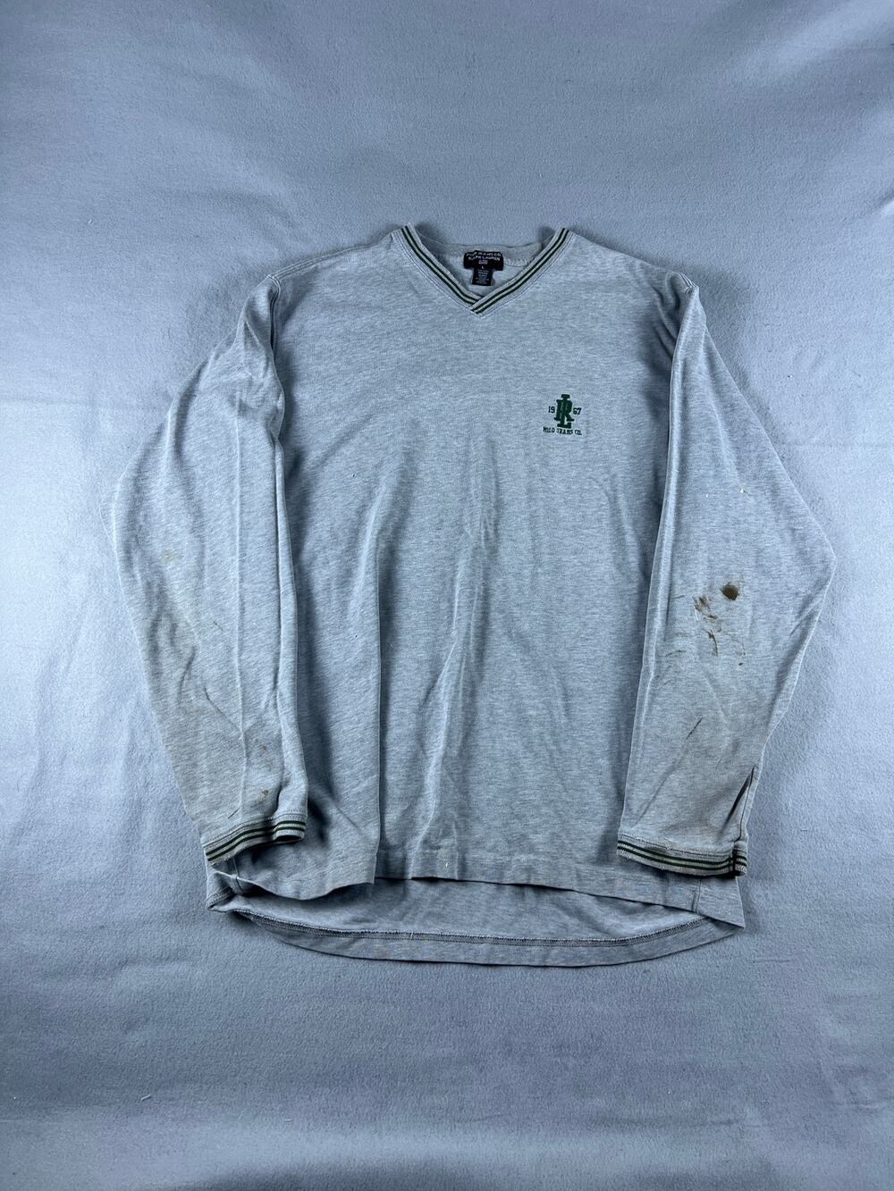 Polo Jeans Co. Ralph Lauren Longsleeve Shirt Gray Large Distressed